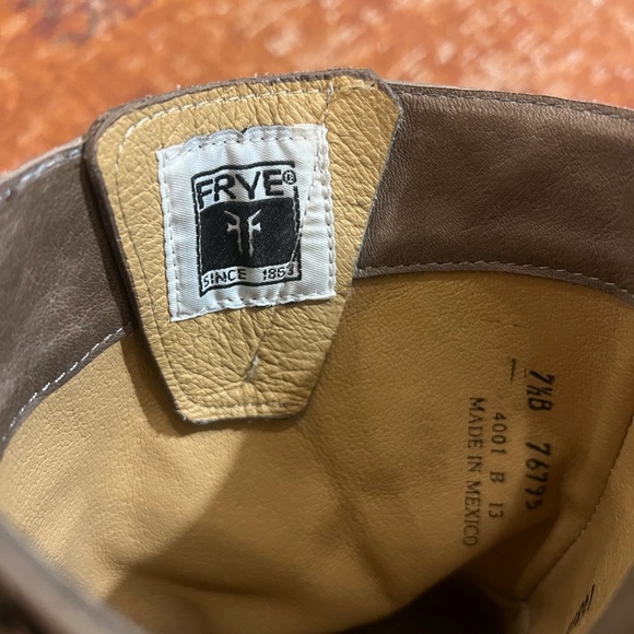 Frye Studded Grey Leather Moto Boots Mid calf. - Picture 2 of 6